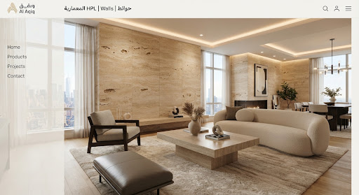 Ultra-luxurious living room with floor to ceiling HPL wall cladding